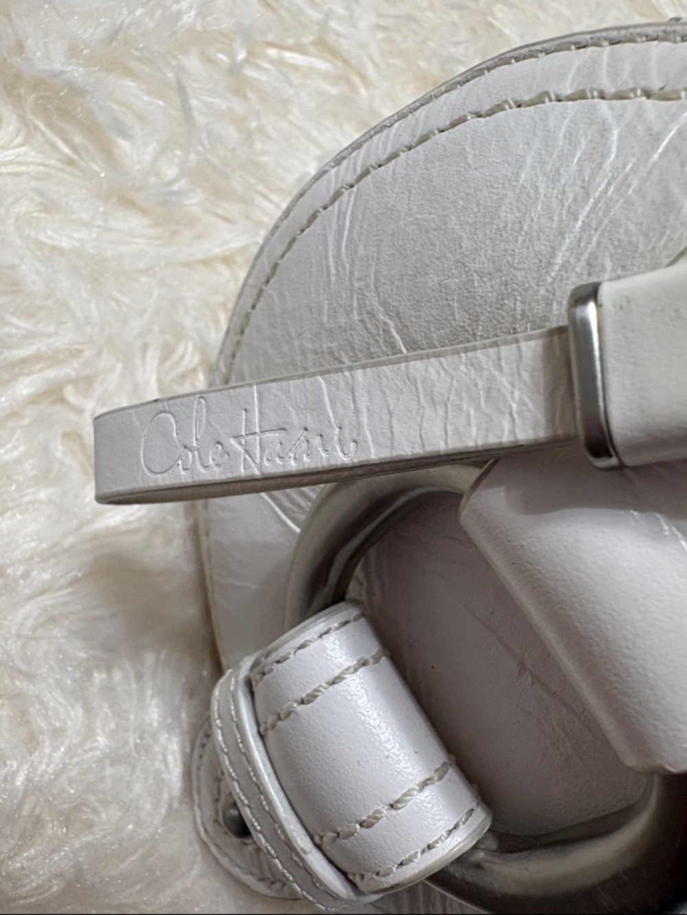 Cole Haan Woven White Leather East-West Satchel Double Braided Handles, 14 in. - Picture 4 of 10